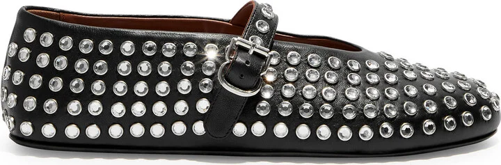 Alaïa Crystal-embellished Leather Ballet Flats