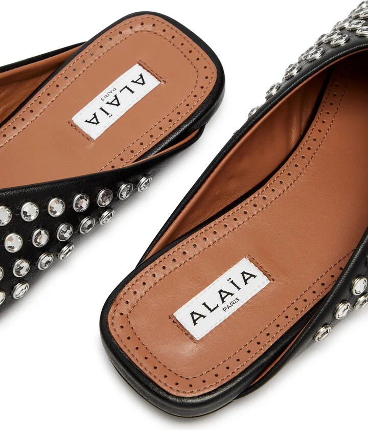 Alaïa Crystal-embellished Leather Mules - Image 4