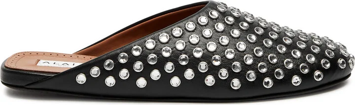 Alaïa Crystal-embellished Leather Mules
