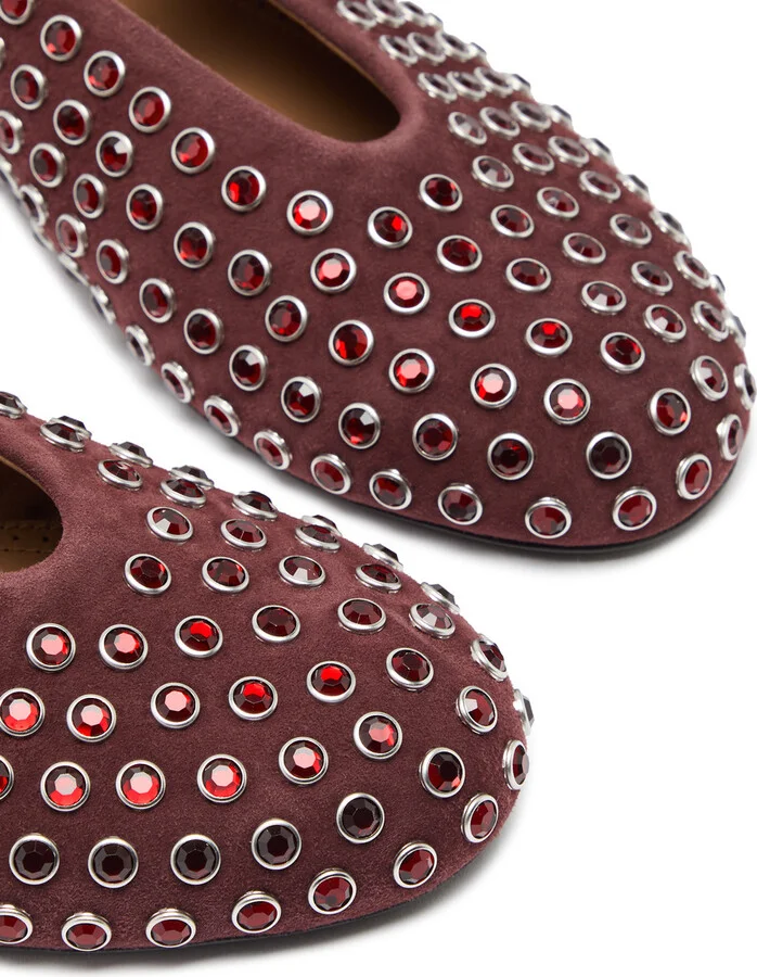 Alaïa Crystal-embellished Suede Ballet Flats - Image 3