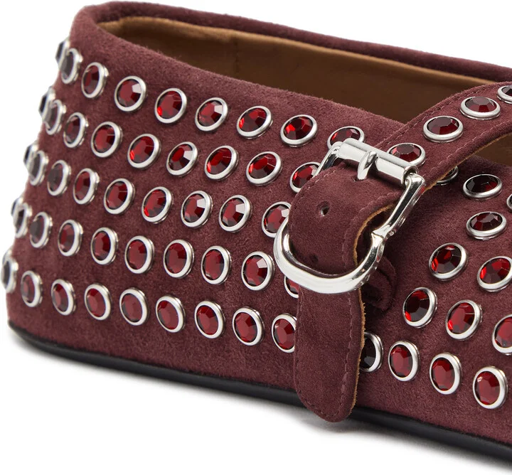 Alaïa Crystal-embellished Suede Ballet Flats - Image 4