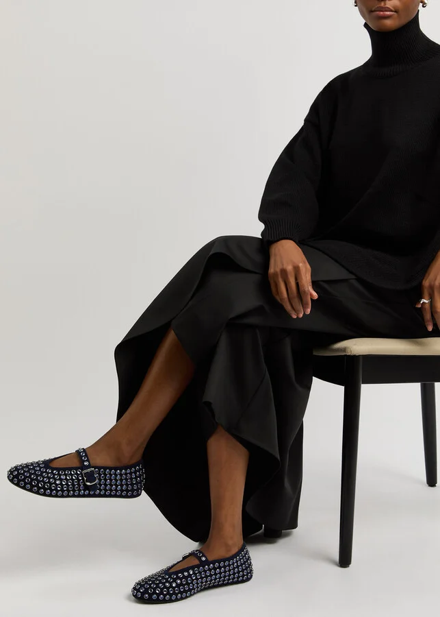 Alaïa Crystal-embellished Suede Ballet Flats - Image 10