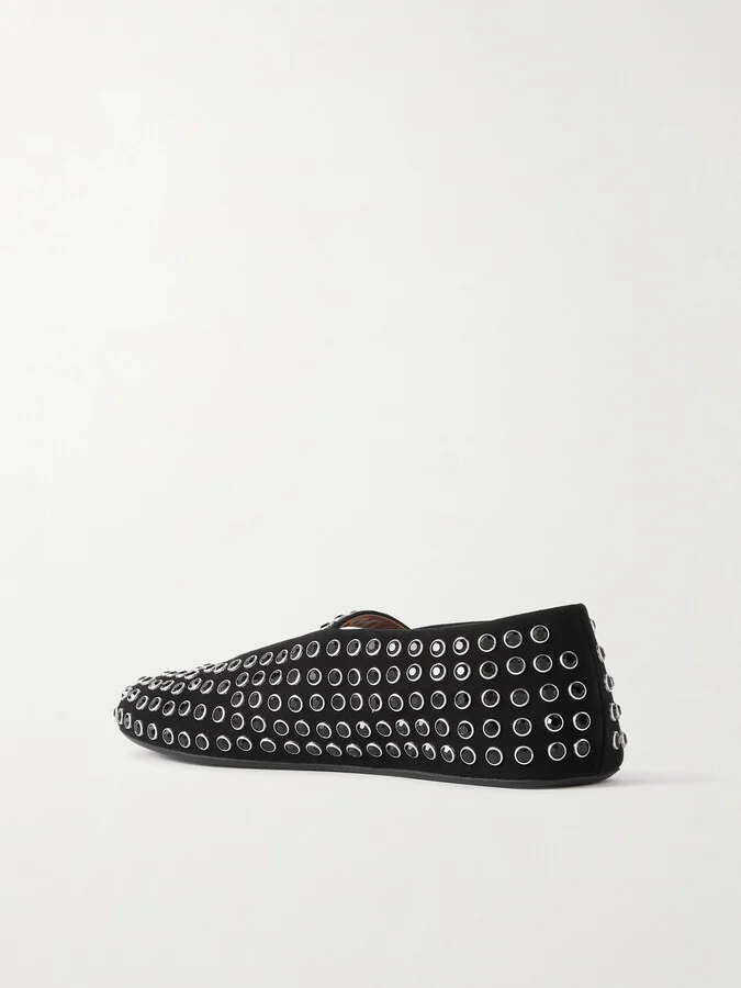 Alaïa - Crystal-embellished Suede Ballet Flats - Black - Image 3