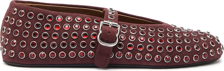 Alaïa Crystal-embellished Suede Ballet Flats
