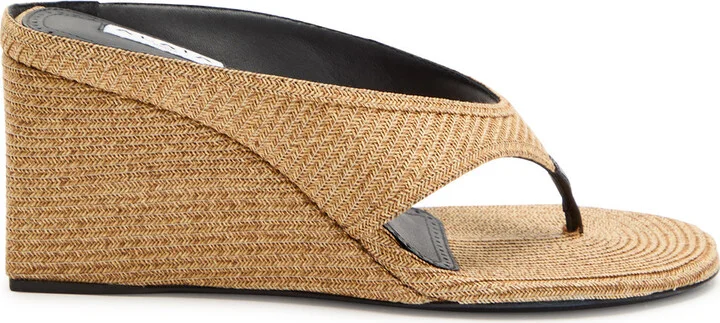 Alaïa Cube 75 Raffia Thong Wedge Mules