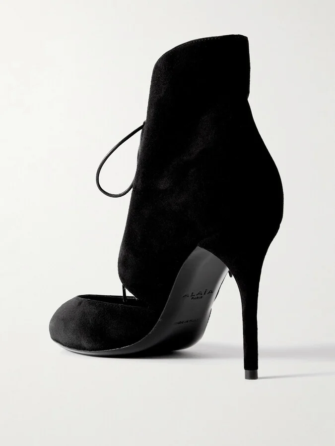 Alaïa - Cutout Suede Ankle Boots - Black - Image 3