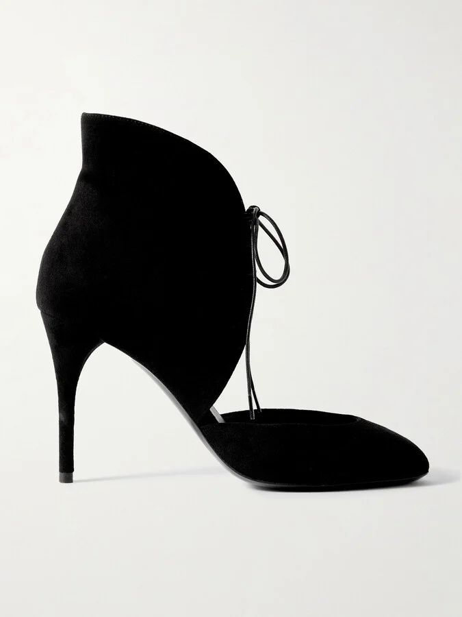Alaïa - Cutout Suede Ankle Boots - Black