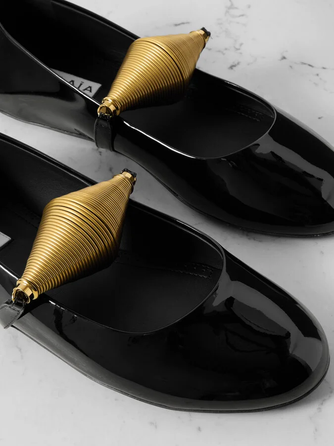 Alaïa - Embellished Patent-leather Ballet Flats - Black - Image 4