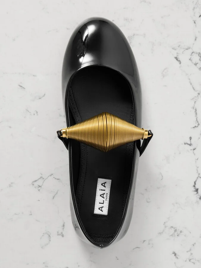 Alaïa - Embellished Patent-leather Ballet Flats - Black - Image 5