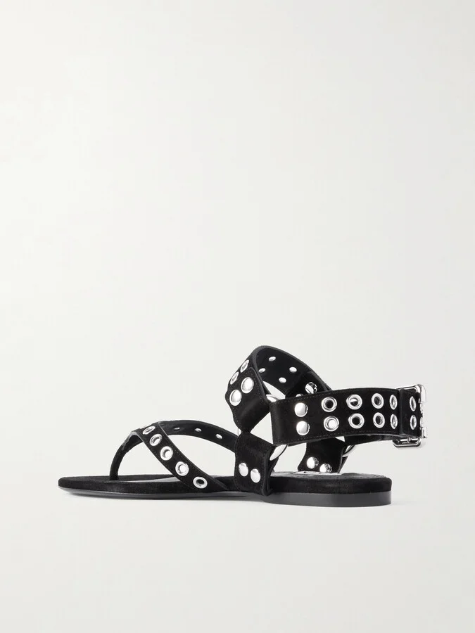 Alaïa - Embellished Suede Sandals - Black - Image 3