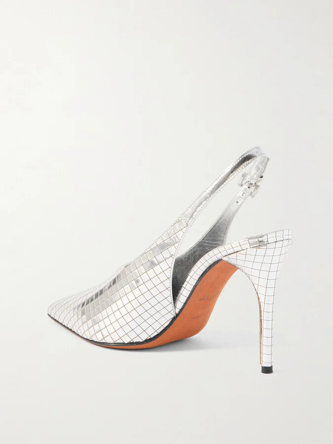 Alaïa - Escarpin 90 Mirrored-leather Slingback Pumps - Silver - Image 3