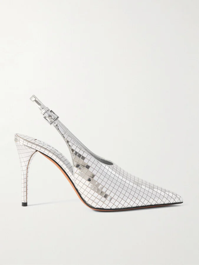 Alaïa - Escarpin 90 Mirrored-leather Slingback Pumps - Silver