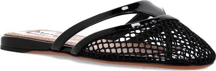 Alaïa Fishnet And Leather Flip Flops Flat Mules Shoes - Image 2
