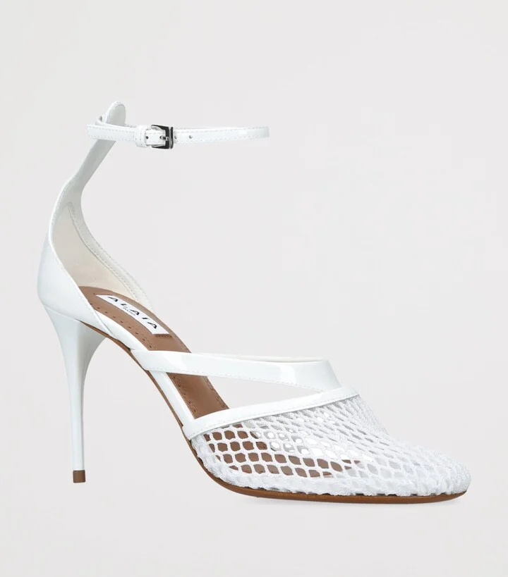 Alaïa Fishnet Ankle-Strap Pumps 90 - Image 3