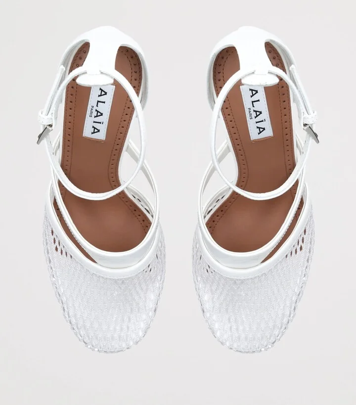 Alaïa Fishnet Ankle-Strap Pumps 90 - Image 4
