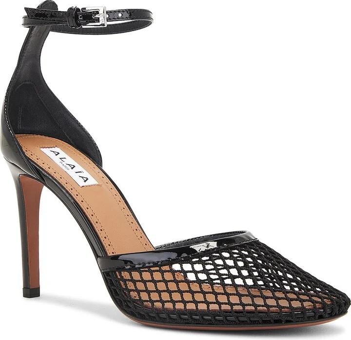 ALAÏA Fishnet Sandal in Black - Image 2