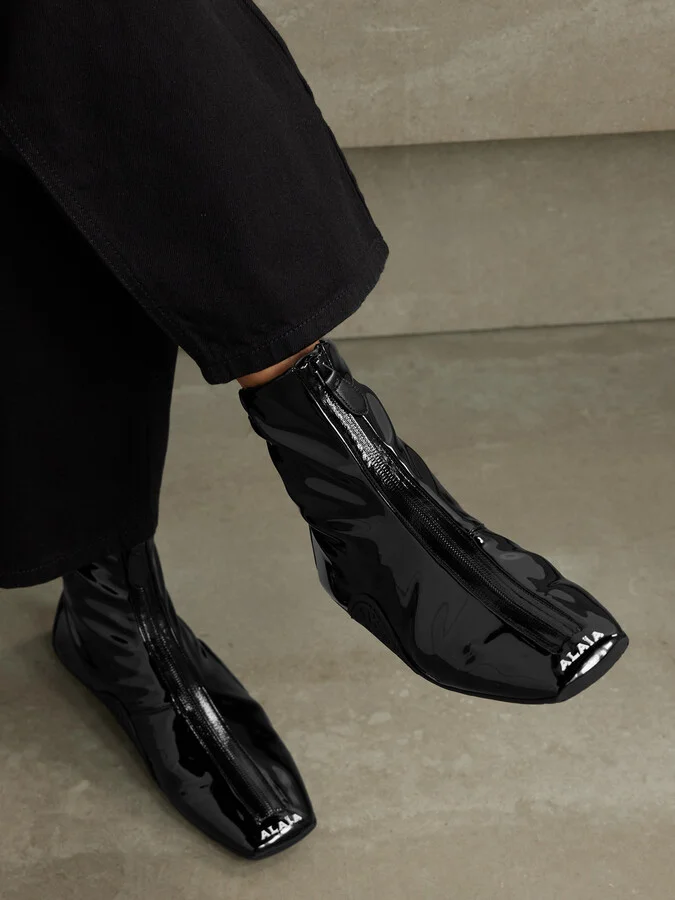 Alaïa - Glossed Ankle Boots - Black - Image 2