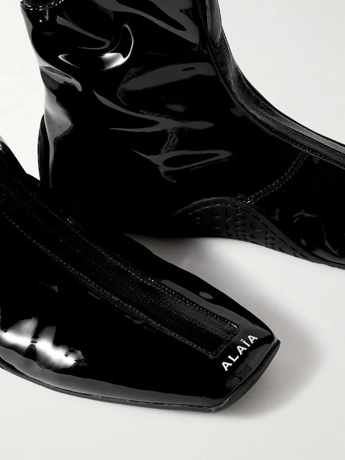 Alaïa - Glossed Ankle Boots - Black - Image 4