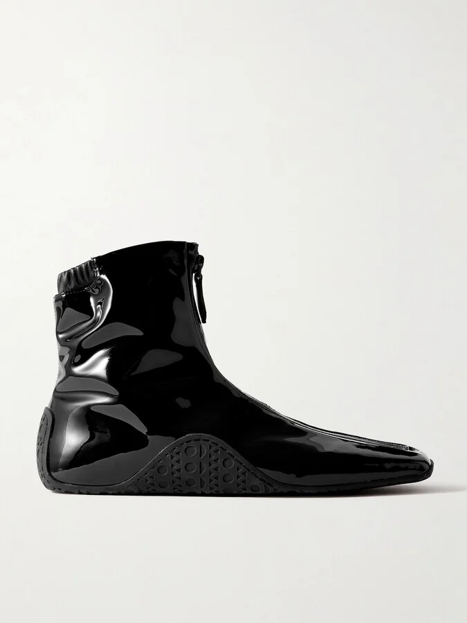 Alaïa - Glossed Ankle Boots - Black