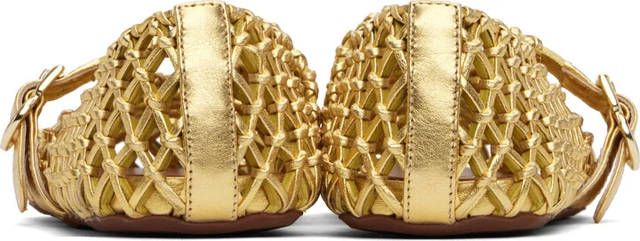 ALAÏA Gold Braided Goatskin Ballerina Flats - Image 2
