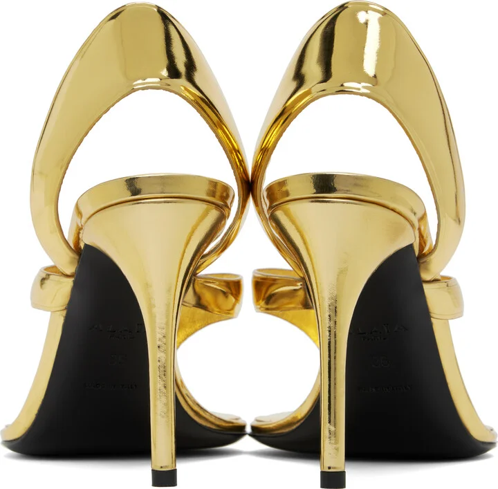 ALAÏA Gold Infradito Heeled Sandals - Image 2