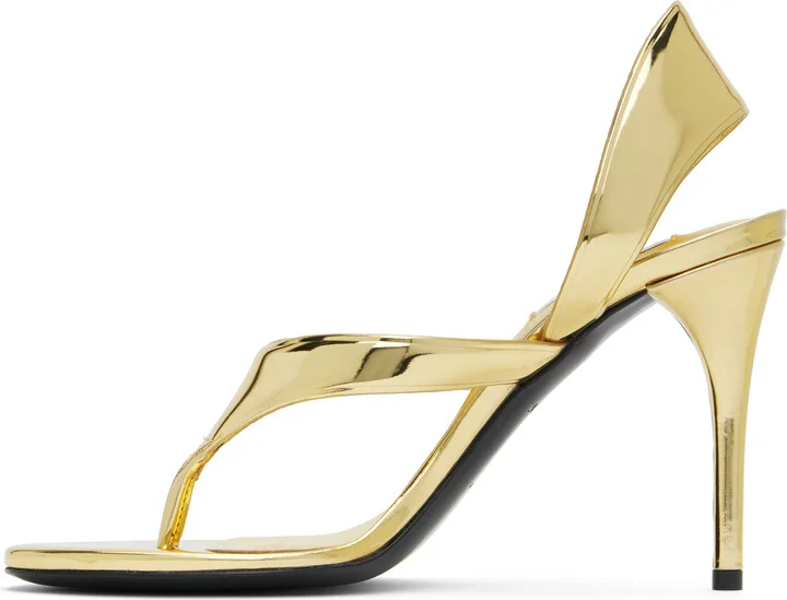 ALAÏA Gold Infradito Heeled Sandals - Image 3