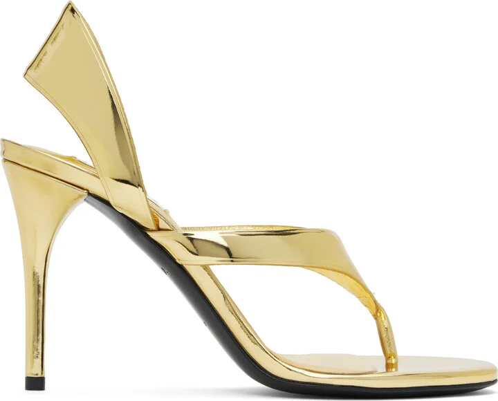 ALAÏA Gold Infradito Heeled Sandals