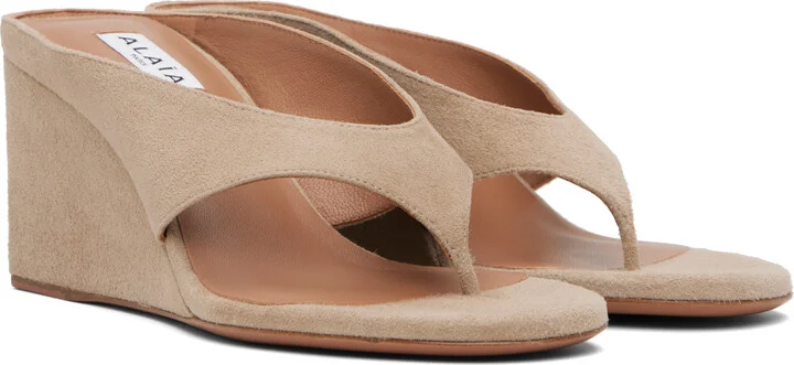 ALAÏA Gray Cube Thong Mules - Image 4