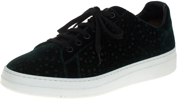 Alaia Green Laser Print Velvet Low Top Sneakers Size 39