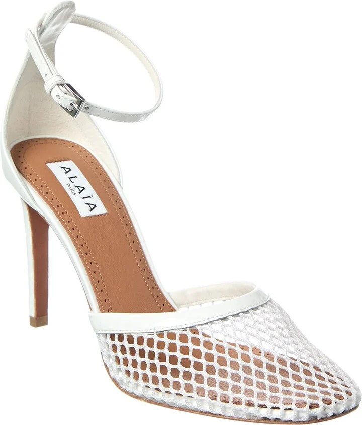 Alaia High Fishnet Mesh & Leather Pump