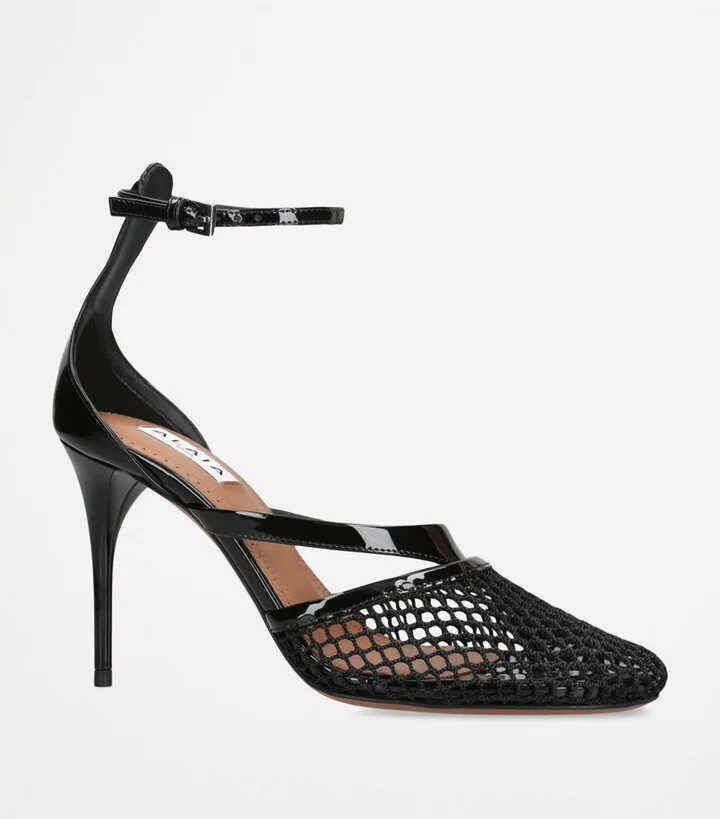 Alaïa Infradito Fishnet Ankle-Strap Heels 90 - Image 3