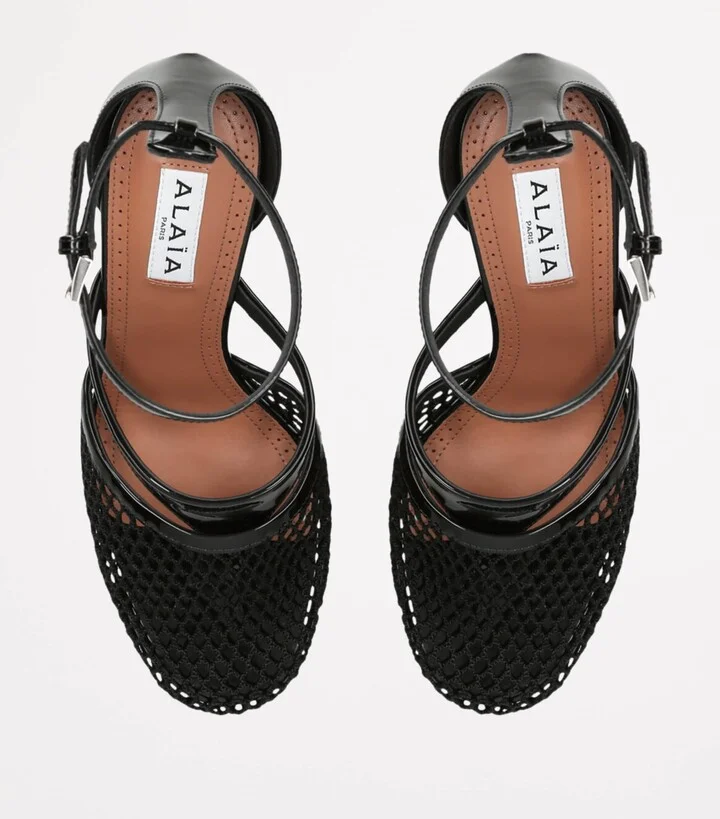 Alaïa Infradito Fishnet Ankle-Strap Heels 90 - Image 4