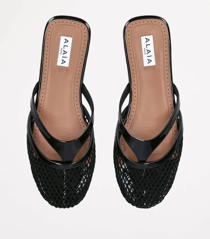 Alaïa Infradito Fishnet Flat Mules - Image 4