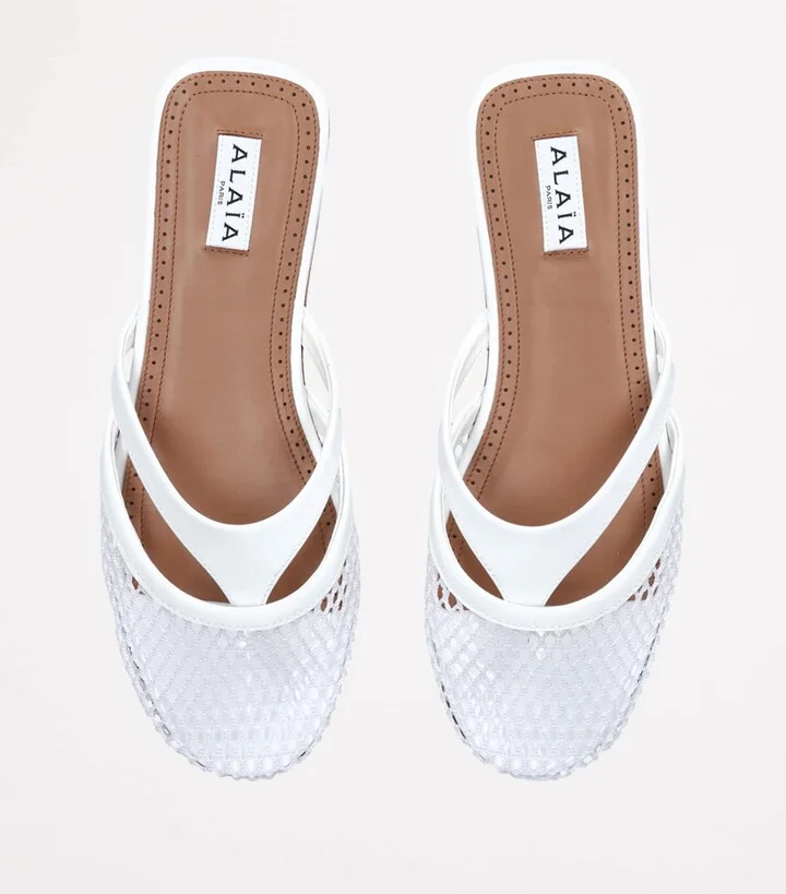 Alaïa Infradito Fishnet Flat Mules - Image 4