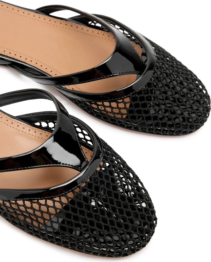 Alaïa Infradito Mesh and Patent Leather Mules - Image 3