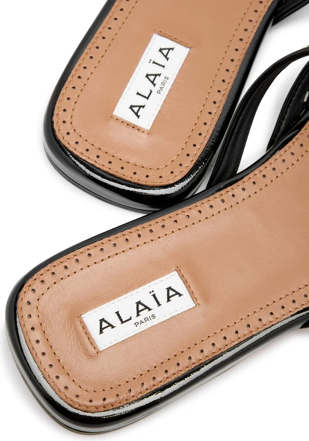 Alaïa Infradito Mesh and Patent Leather Mules - Image 4
