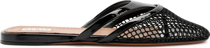 Alaïa Infradito Mesh and Patent Leather Mules
