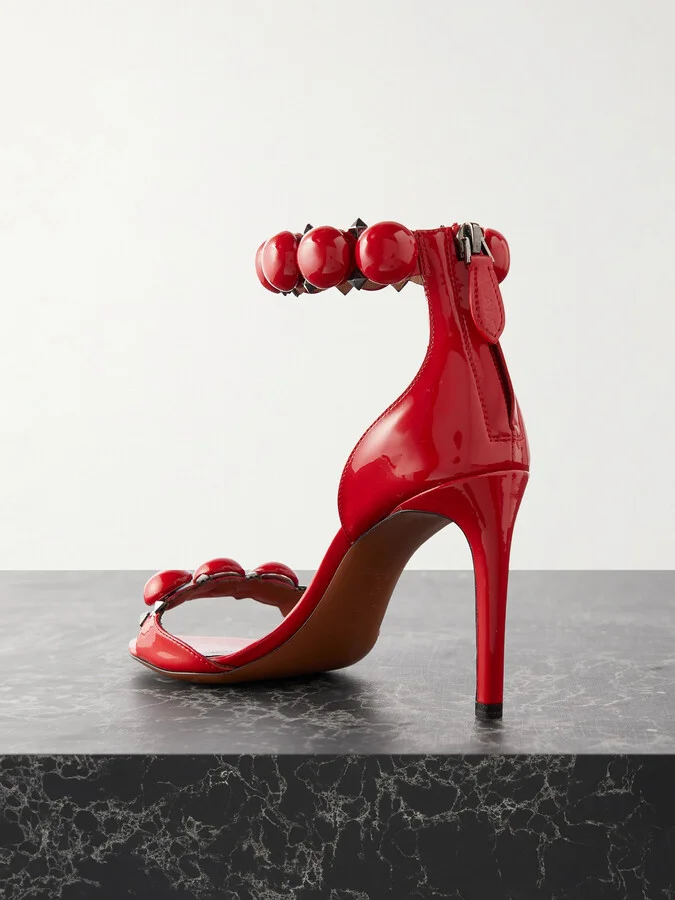 Alaïa - La Bombe 90 Studded Patent-leather Sandals - Red - Image 3