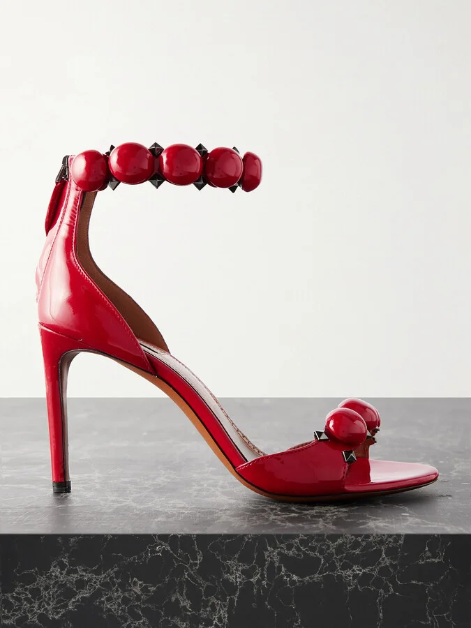 Alaïa - La Bombe 90 Studded Patent-leather Sandals - Red