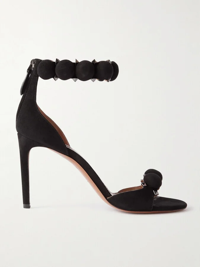Alaïa - La Bombe 90 Studded Suede Sandals - Black