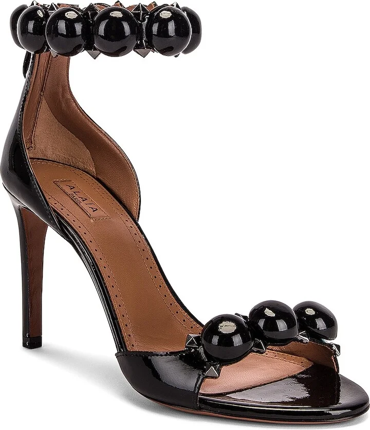 ALAÏA La Bombe Ankle Bracelet Sandals in Black - Image 2