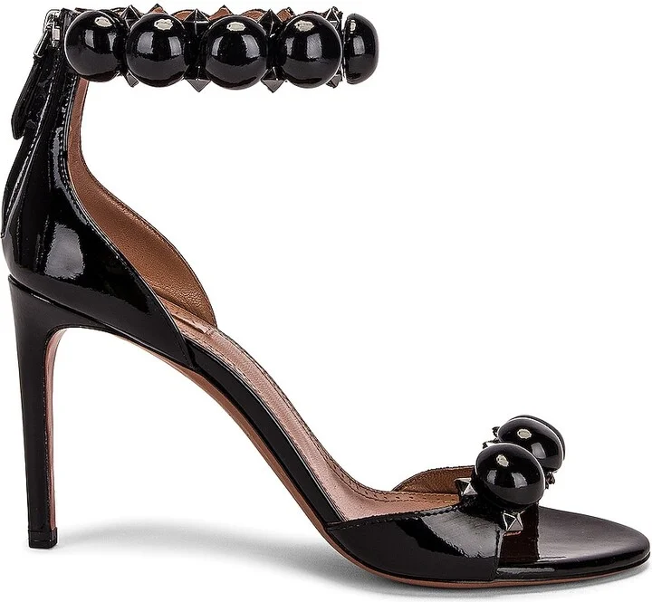 ALAÏA La Bombe Ankle Bracelet Sandals in Black
