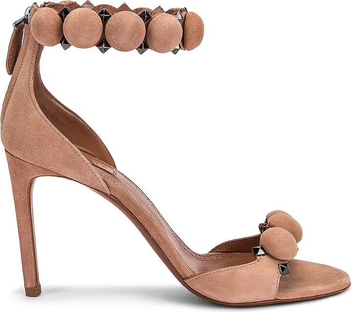 ALAÏA La Bombe Ankle Bracelet Sandals in Neutral