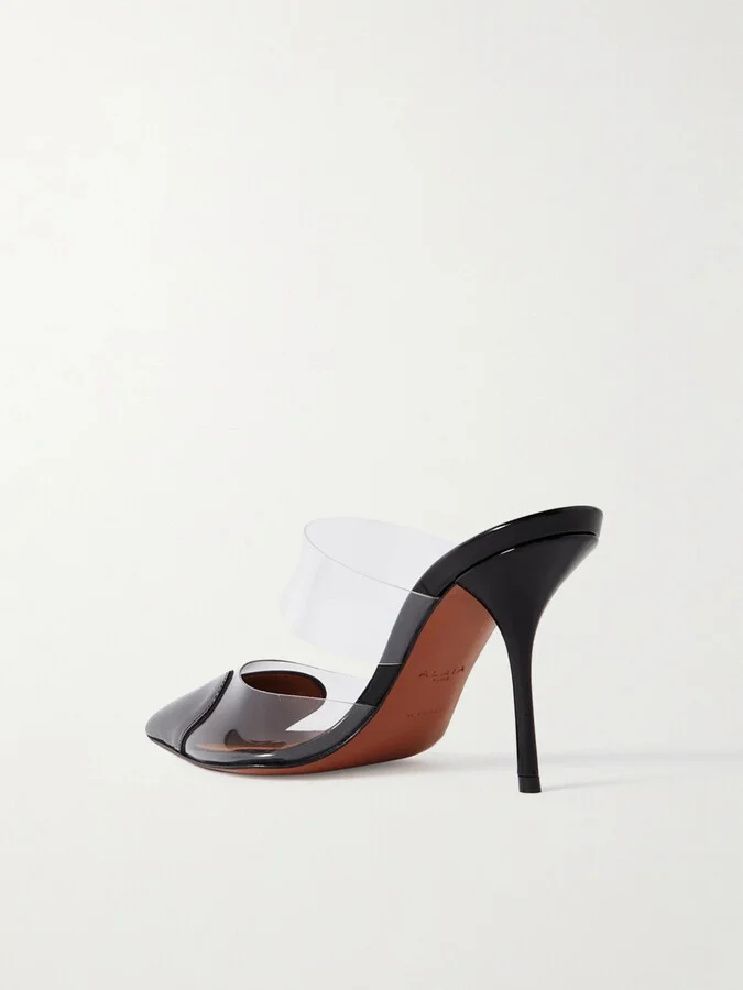 Alaïa - Le Cœur 90 Pu And Patent-leather Mules - Black - Image 3