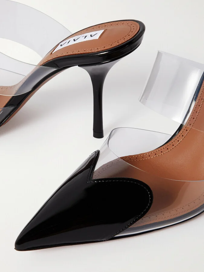 Alaïa - Le Cœur 90 Pu And Patent-leather Mules - Black - Image 4