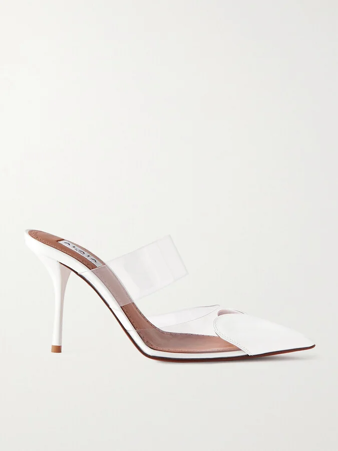 Alaïa - Le Cœur 90 Pu And Patent-leather Point-toe Mules - White