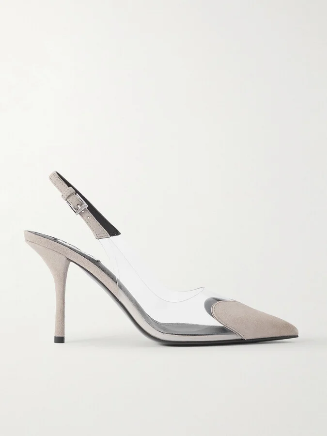 Alaïa - Le Cœur 90 Suede And Pvc Slingback Pumps - Gray