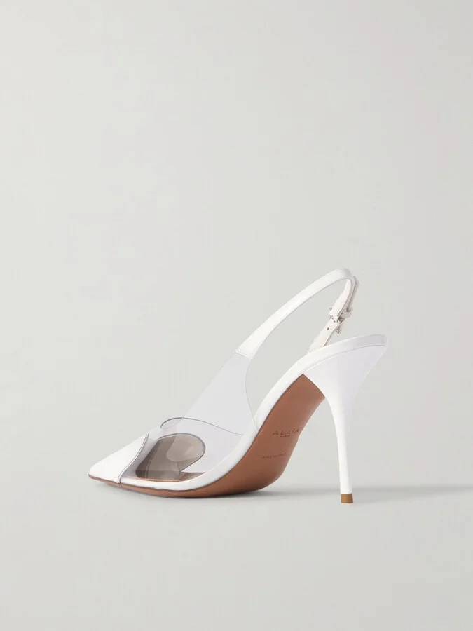 Alaïa - Le Cœur Leather And Pvc Slingback Pumps - White - Image 3