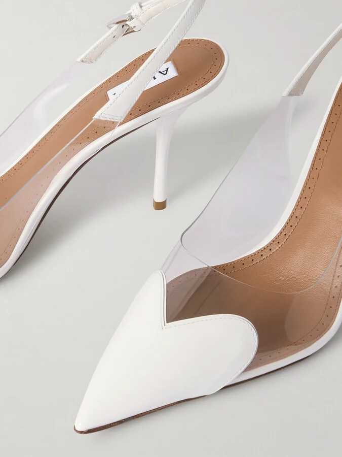 Alaïa - Le Cœur Leather And Pvc Slingback Pumps - White - Image 4