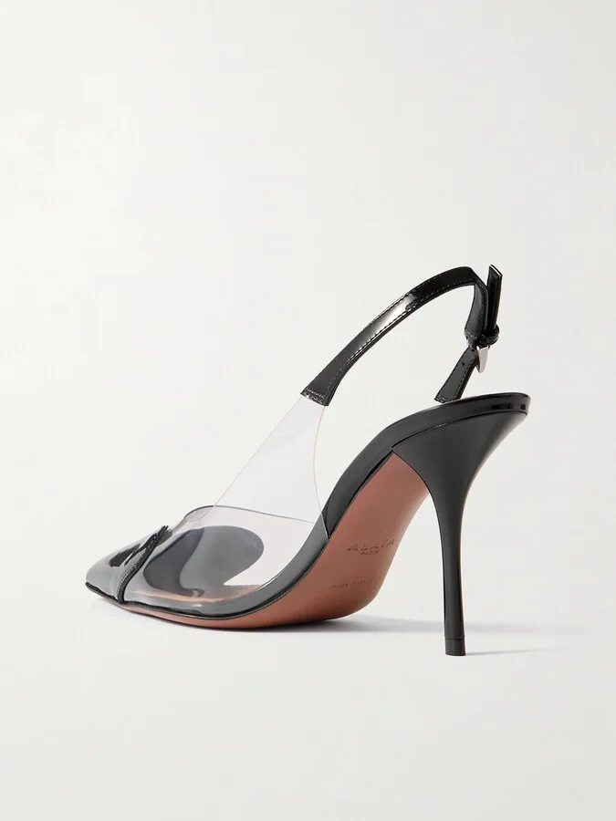 Alaïa - Le Cœur Patent-leather And Pvc Slingback Pumps - Black - Image 3